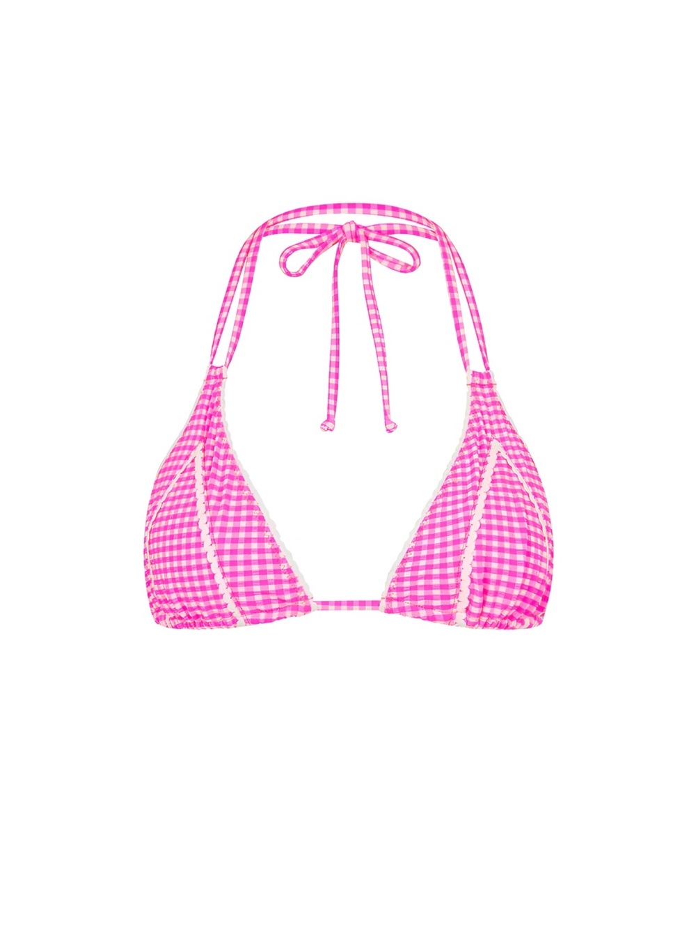 Kulani Kinis Pink Diva Gingham Halter Bikini Top Size L NWT - Picture 11 of 16